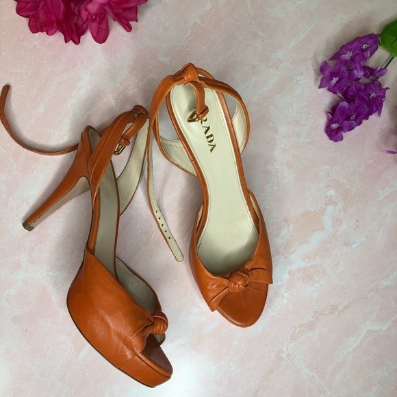 Prada Shoes - Prada Boho Orange Platform Sandals